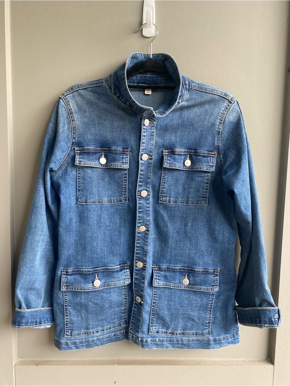 Y2K Denim Utility Jacket - Blue Size M Westport